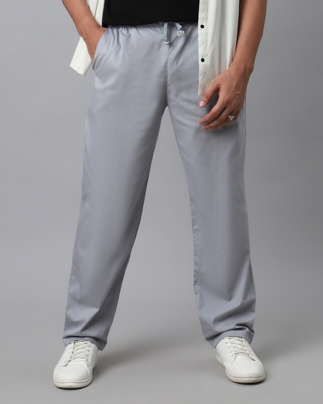 Shop Men's Graphite Grey Loose Comfort Fit Pants-Front