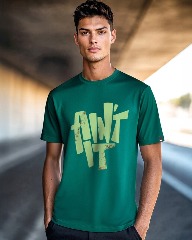 Shop Men's Green Ain't It Typography T-shirt-Front