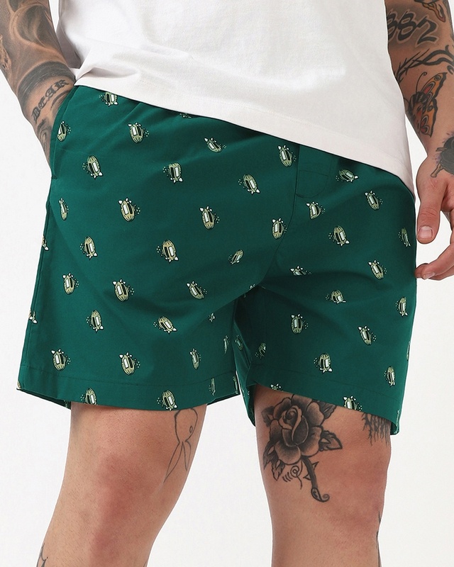 Shop Men's Green All Over Printed Boxers-Front