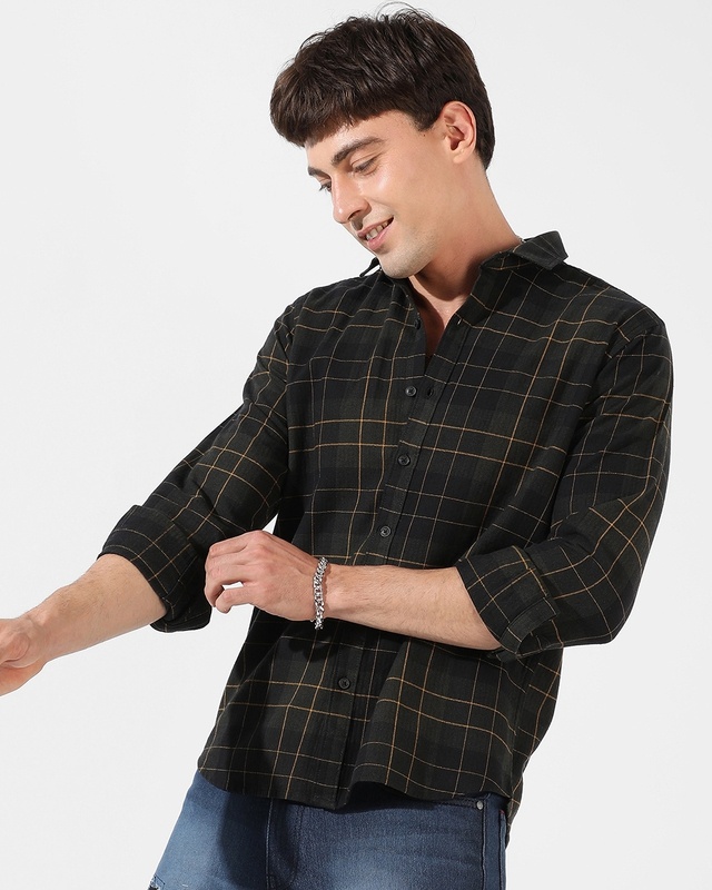 Shop Men's Green Checked Shirt-Front