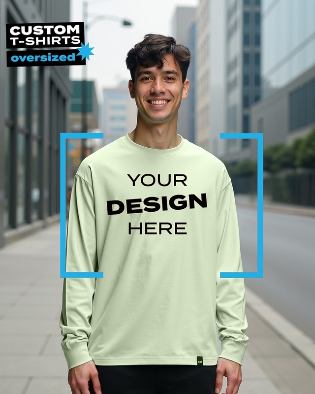 Shop Men's Green Customizable Oversized T-shirt-Front