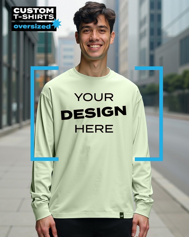 Shop Men's Green Customizable Oversized T-shirt-Front