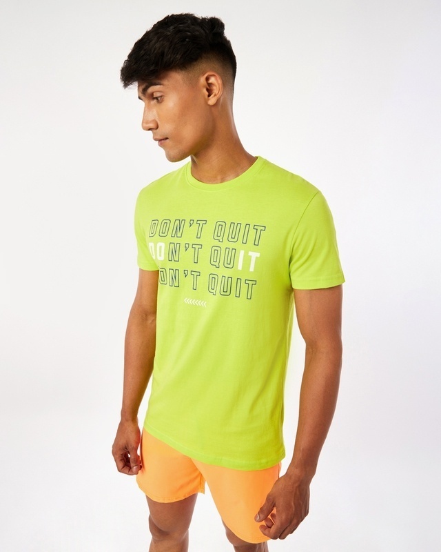 Shop Men's Green Don't Quit Typography T-shirt-Front