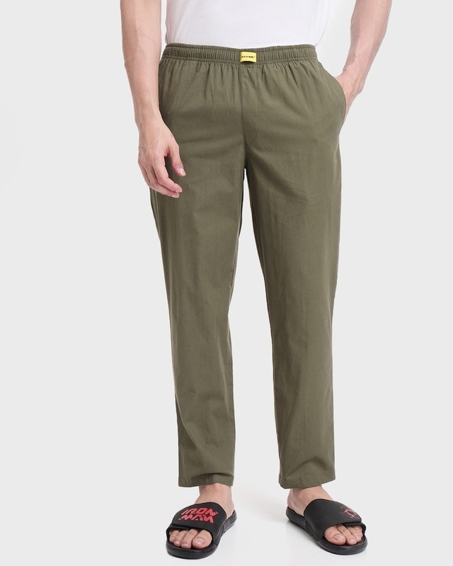 Shop Men's Green Elasticated Pyjamas-Front