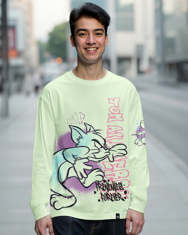 Shop Men's Green Frenemies Forever 02 Graphic Printed Oversized T-shirt-Front