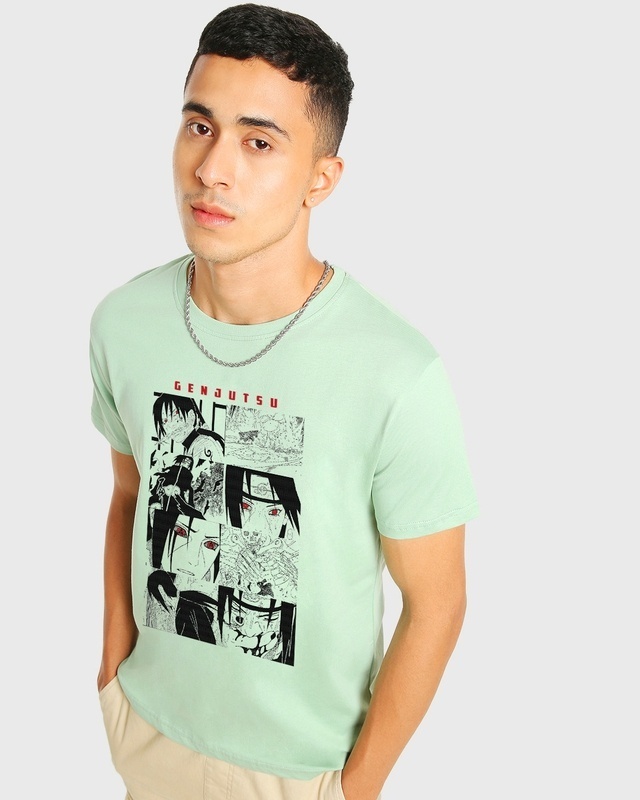 Shop Men's Green Genjutsu Graphic Printed T-shirt-Front