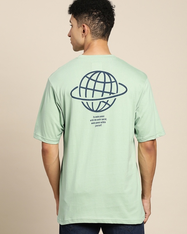 Shop Men's Green Graphic Printed Oversized T-shirt-Front