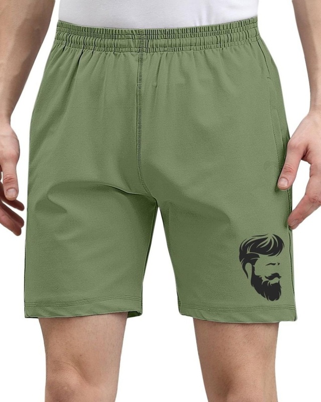 Shop Men's Green Graphic Printed Shorts-Front