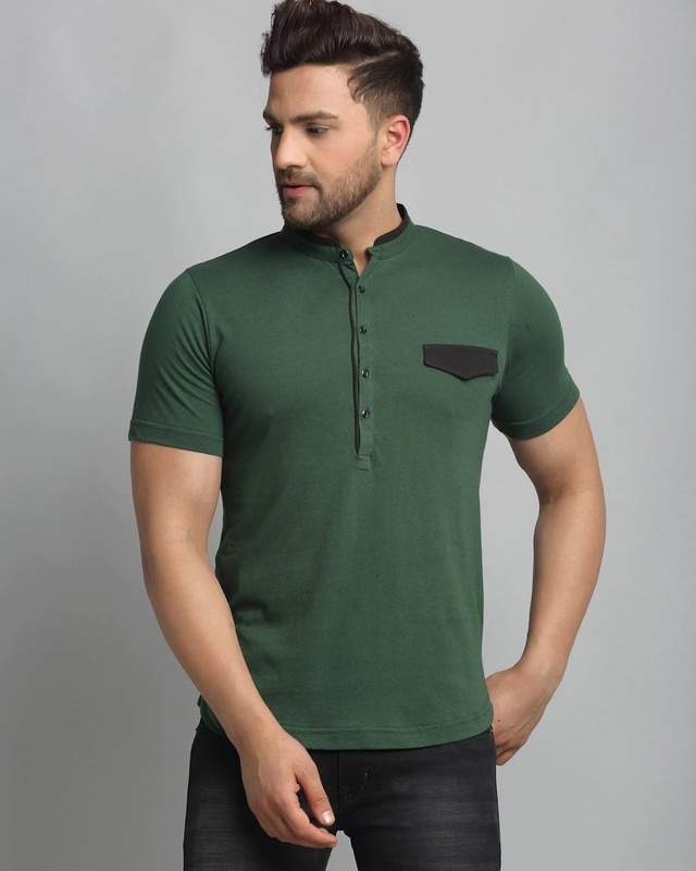 Shop Men's Green Slim Fit T-shirt-Front