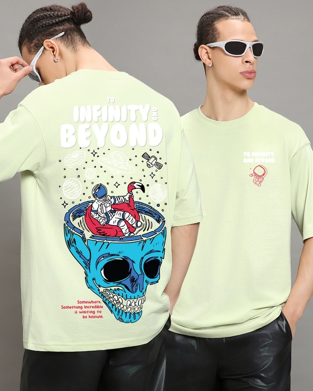 Shop Men's Green Infinity Space Graphic Printed Oversized T-shirt-Front