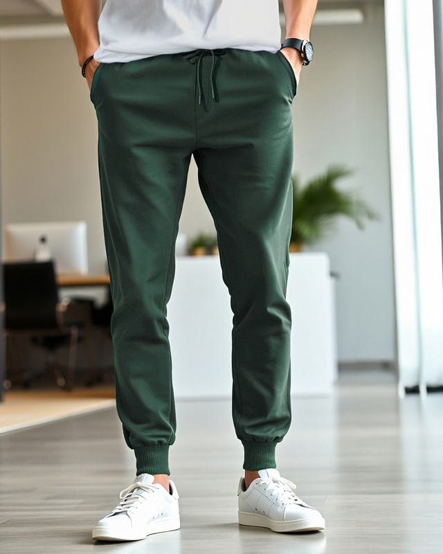 Shop Men's Green Joggers-Front