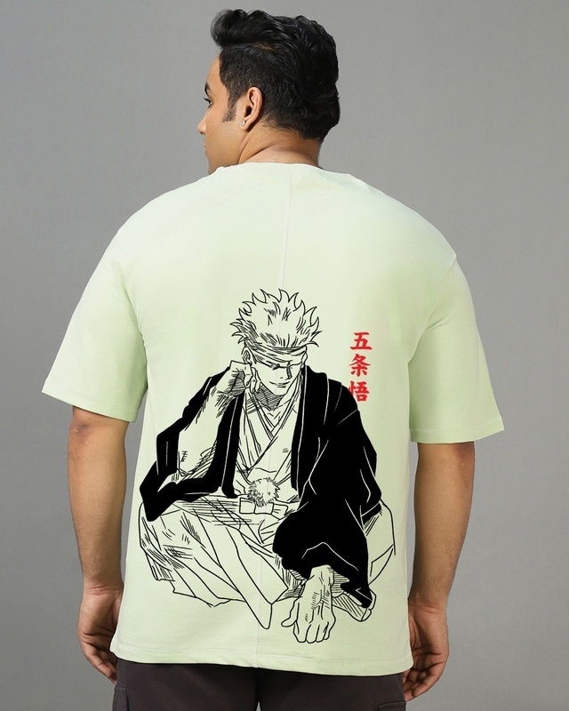 Shop Men's Green Jujutsu Sorcerer Graphic Print Oversized Plus Size T-shirt-Front