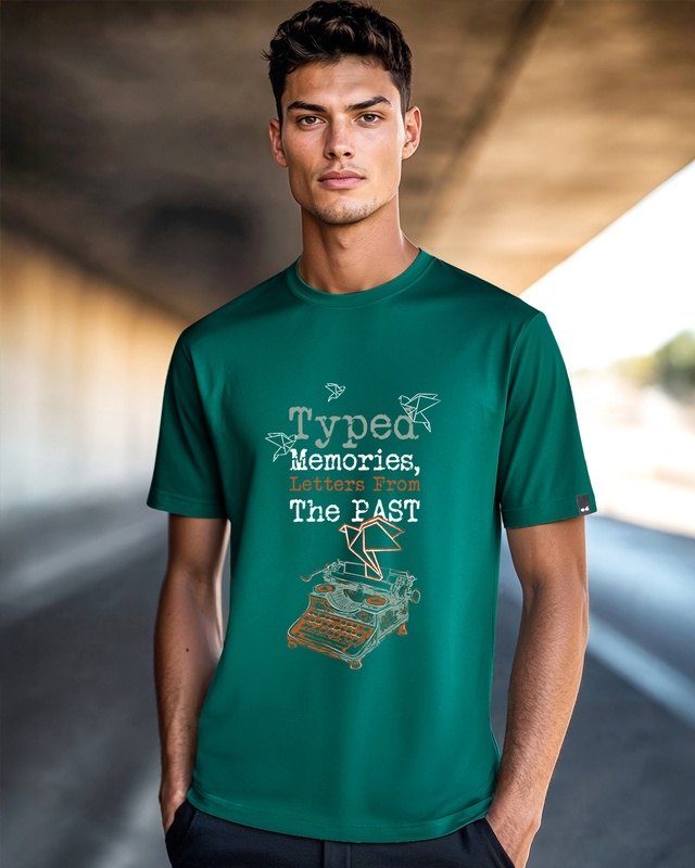 Shop Men's Green Letters From Past Graphic Printed T-shirt-Front