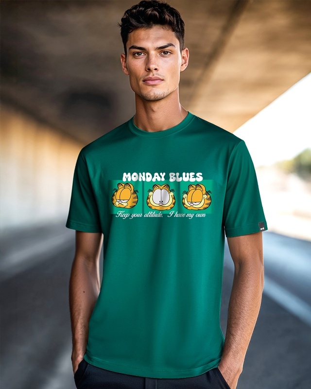 Men's Green Monday Blues Graphic Printed T-shirt