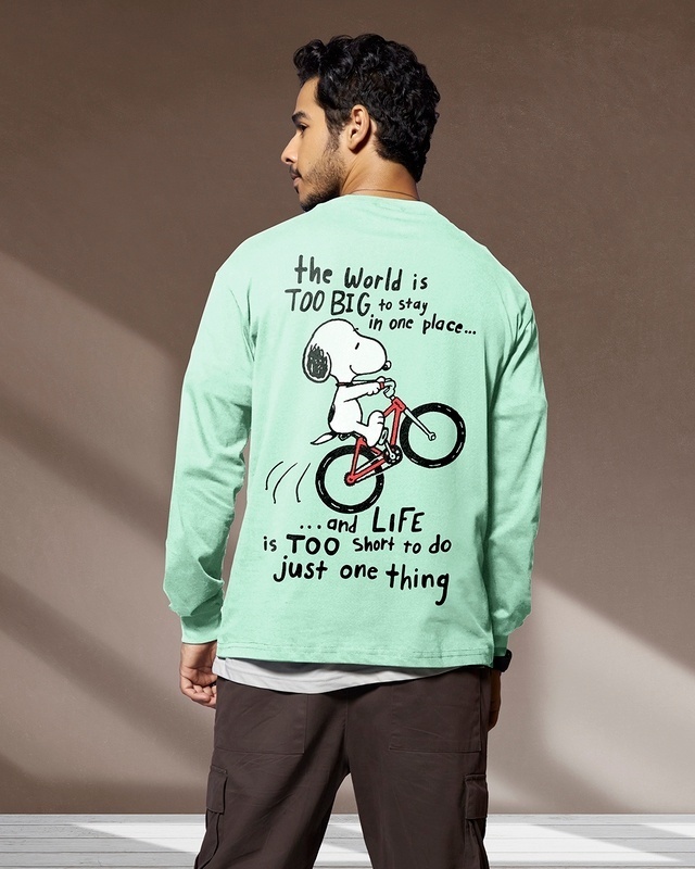 Shop Men's Green Move On Graphic Printed Oversized T-shirt-Front