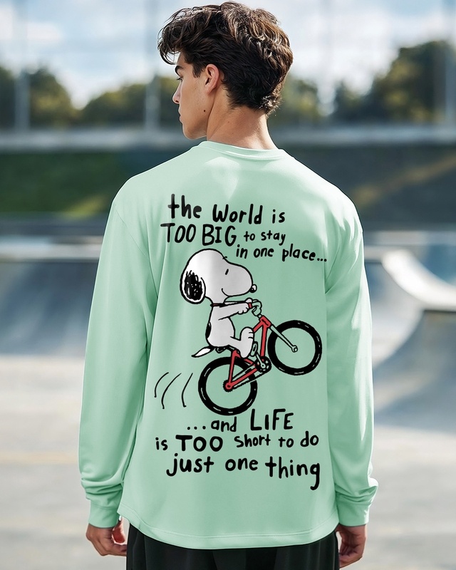 Shop Men's Green Move On Graphic Printed Oversized T-shirt-Front