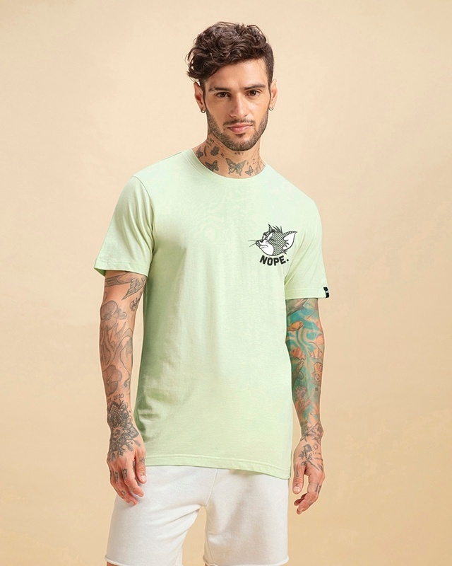 Shop Men's Green Nope Graphic Printed T-shirt-Front