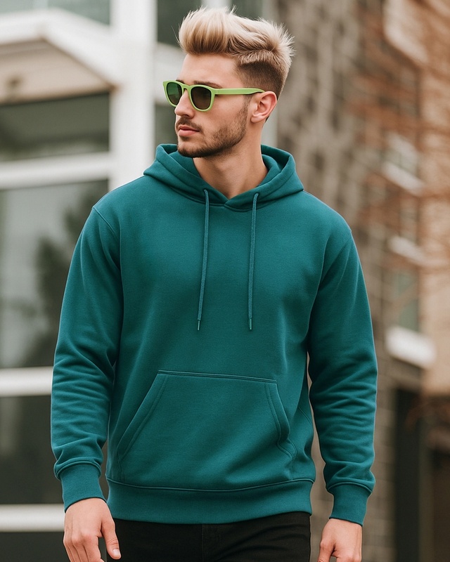 Shop Men's Forest Biome Green Oversized Hoodies-Front