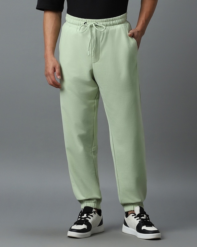 Shop Men's Green Oversized Joggers-Front