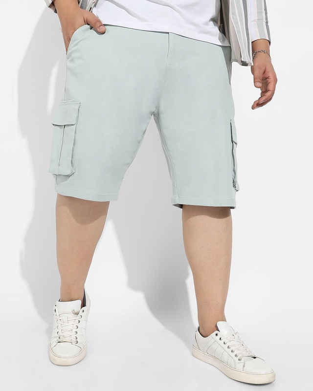 Shop Men's Green Oversized Plus Size Cargo Shorts-Front