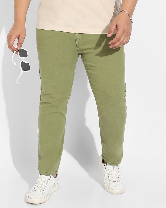 Shop Men's Green Plus Size Jeans-Front