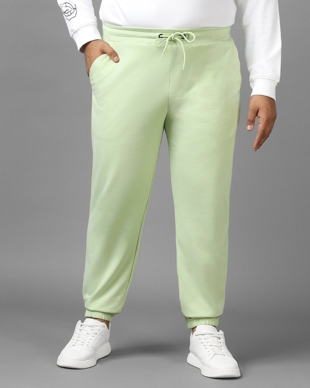 Shop Men's Green Oversized Plus Size Joggers-Front