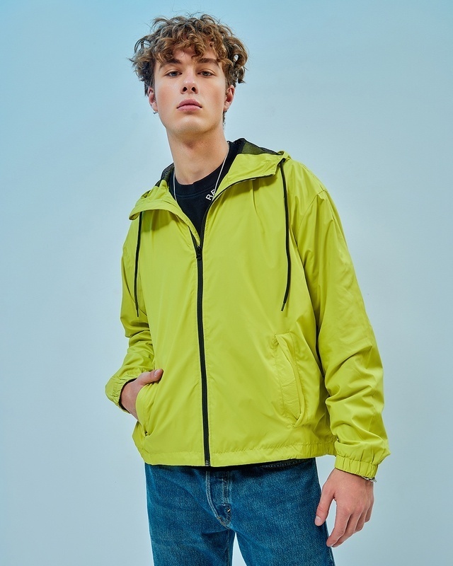 Shop Men's Green Oversized Plus Size Windcheater Jacket-Front