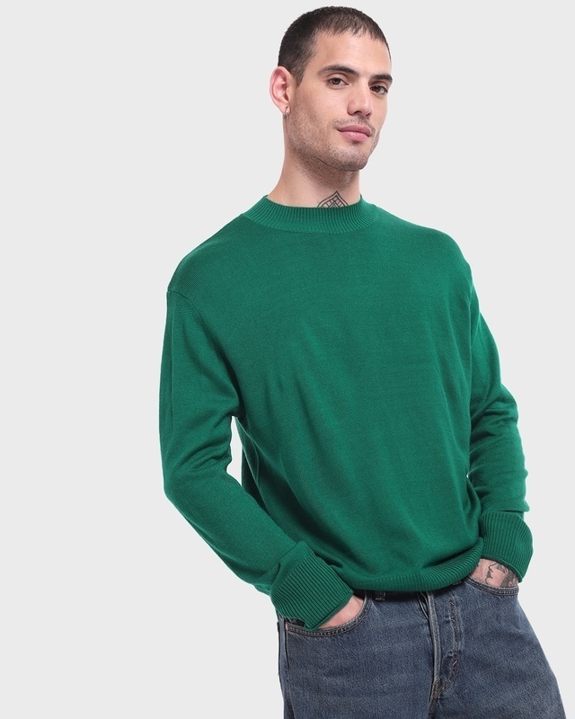 Shop Men's Green Oversized Sweater-Front