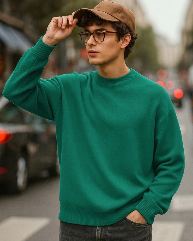 Shop Men's Green Oversized Sweater-Front