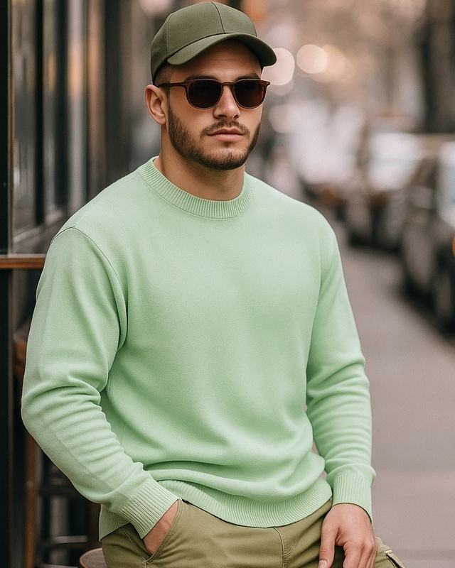 Shop Men's Green Oversized Sweater-Front