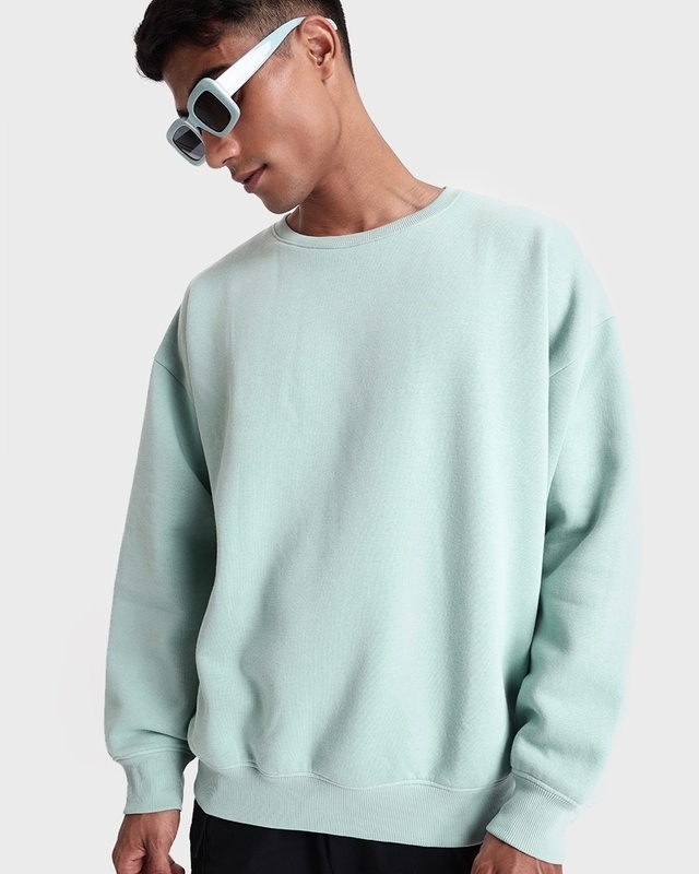 Shop Men's Green Oversized Sweatshirt-Front