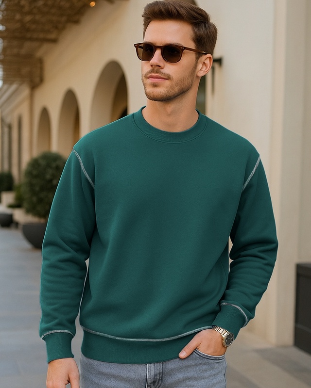 Shop Men's Green Oversized Sweatshirt-Front