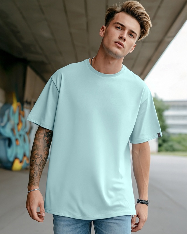 Shop Men's Green Oversized T-shirt-Front
