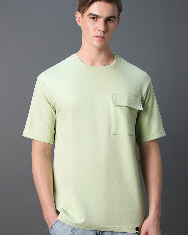Men's Green Oversized T-shirt-Front Bewakoof Shop Men's Green Oversized T-shirt-Front