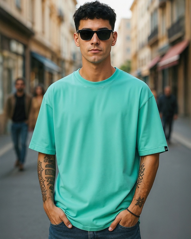 Shop Men's Green Oversized T-shirt-Front