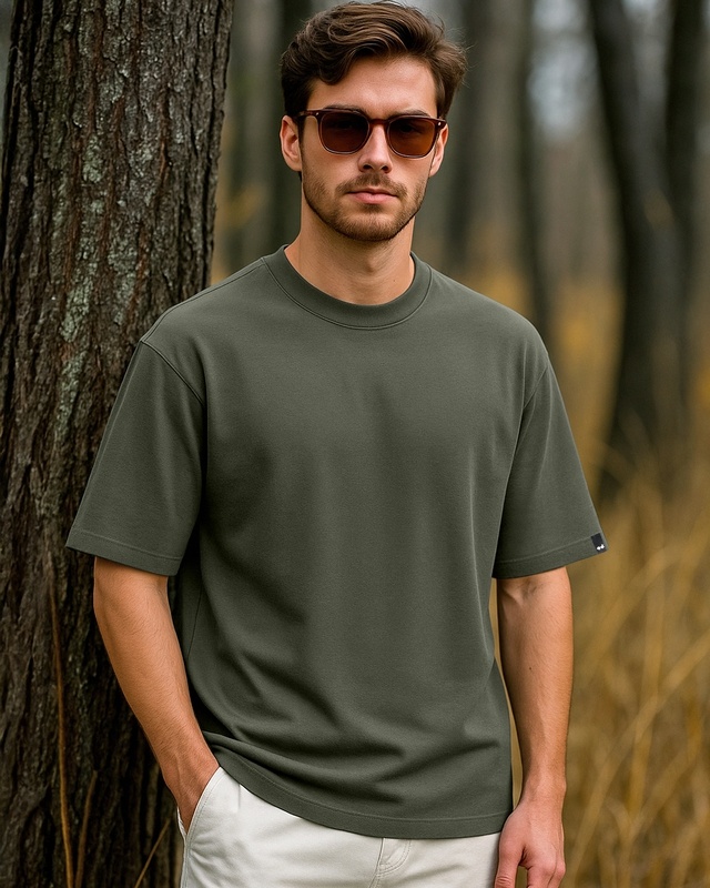 Shop Men's Green Oversized T-shirt-Front