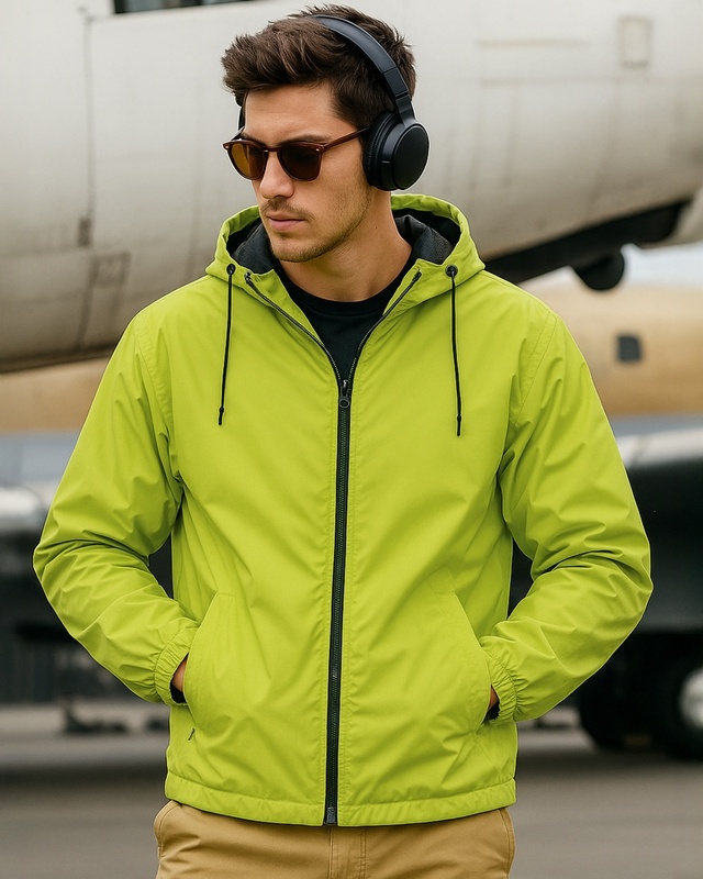 Shop Men's Green Oversized Windcheater Jacket-Front