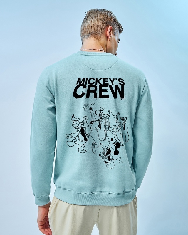 Shop Men's Green Party With Mickey's Crew Graphic Printed Sweatshirt-Front