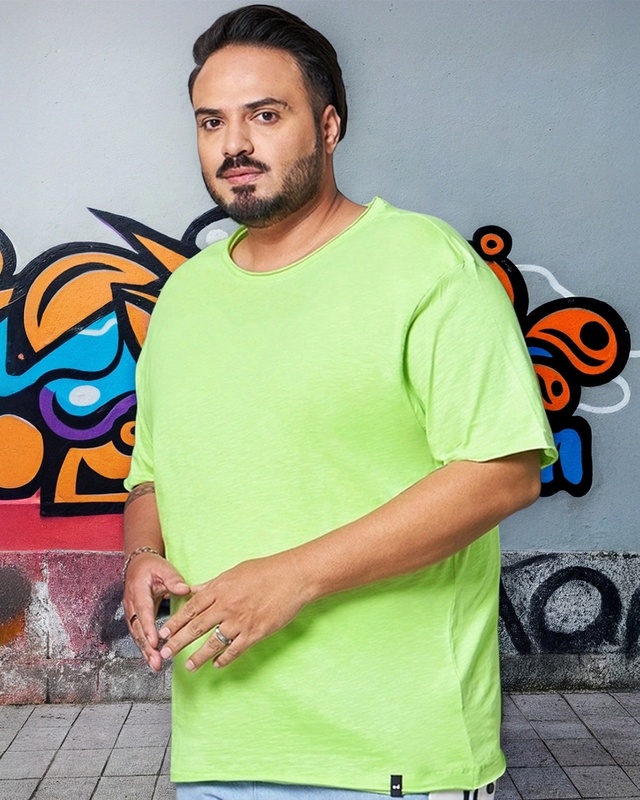 Shop Men's Green Plus Size T-shirt-Front