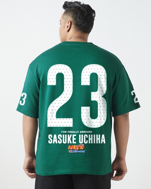 Shop Men's Green Sasuke Graphic Printed Oversized Plus Size T-shirt-Front
