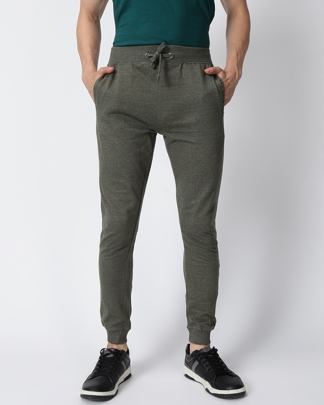 Shop Men's Green Slim Fit Trackpant-Front