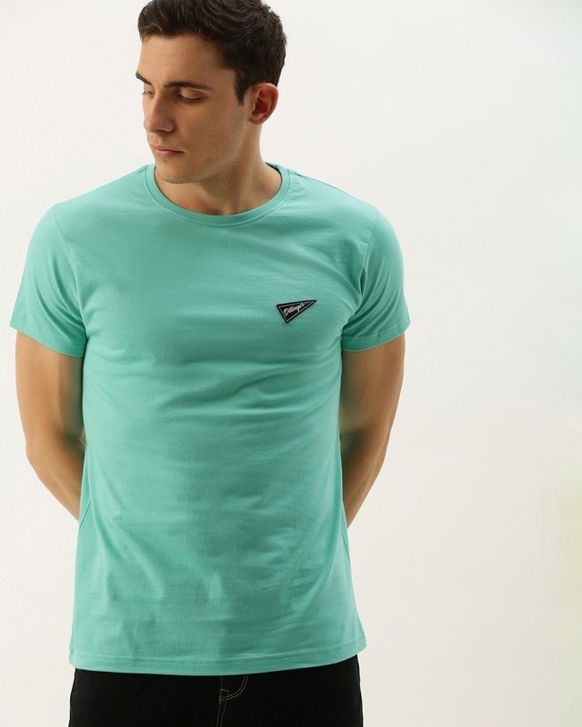 Shop Men's Green Solid T-shirt-Front