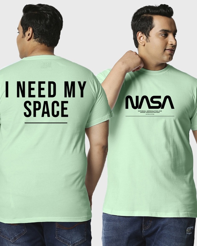 Shop Men's Green Spaced NASA Graphic Printed Plus Size T-shirt-Front