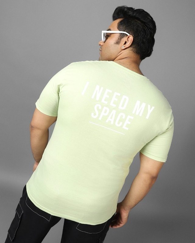 Shop Men's Green Spaced NASA Typography Plus Size T-shirt-Front