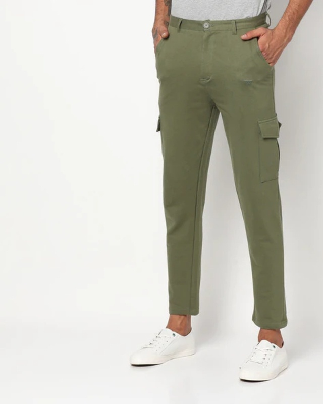 Shop Men's Green Tapered Fit Chinos-Front