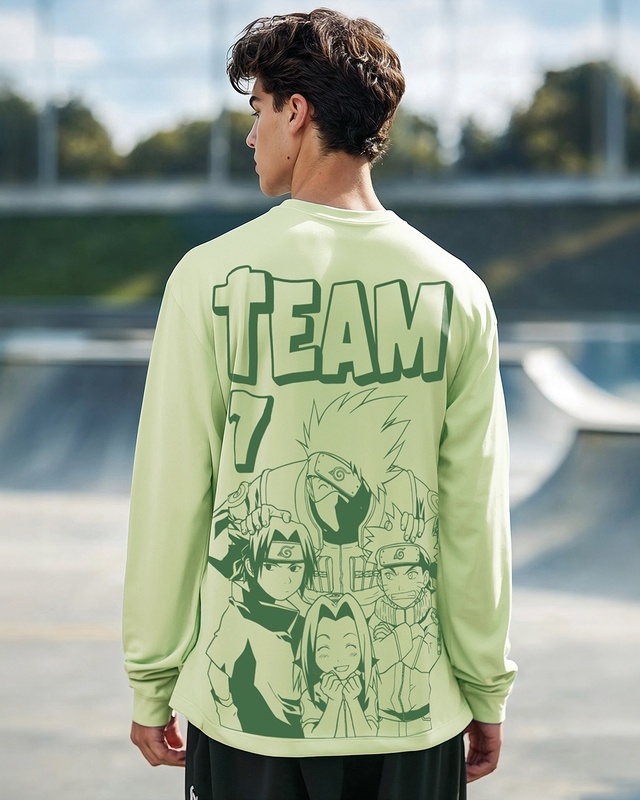 Shop Men's Green Team Graphic Printed Oversized T-shirt-Front
