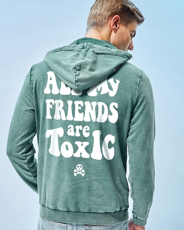 Shop Men's Green Toxic Graphic Printed Hoodies-Front