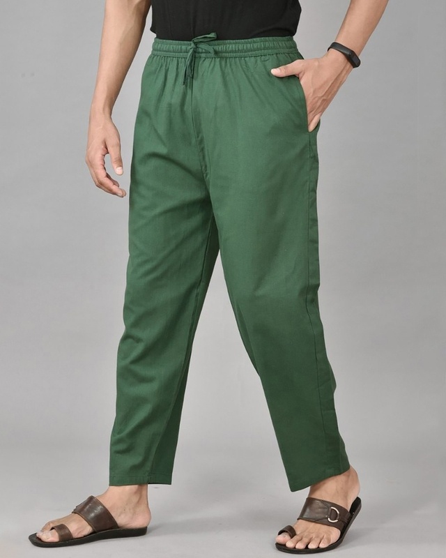 Shop Men's Green Casual Pants-Front