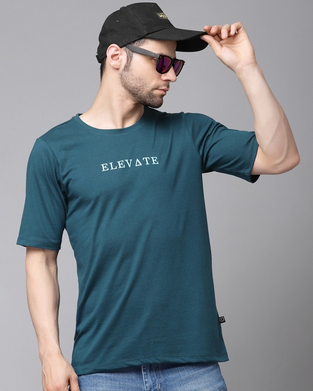 Shop Men's Green Typography T-shirt-Front