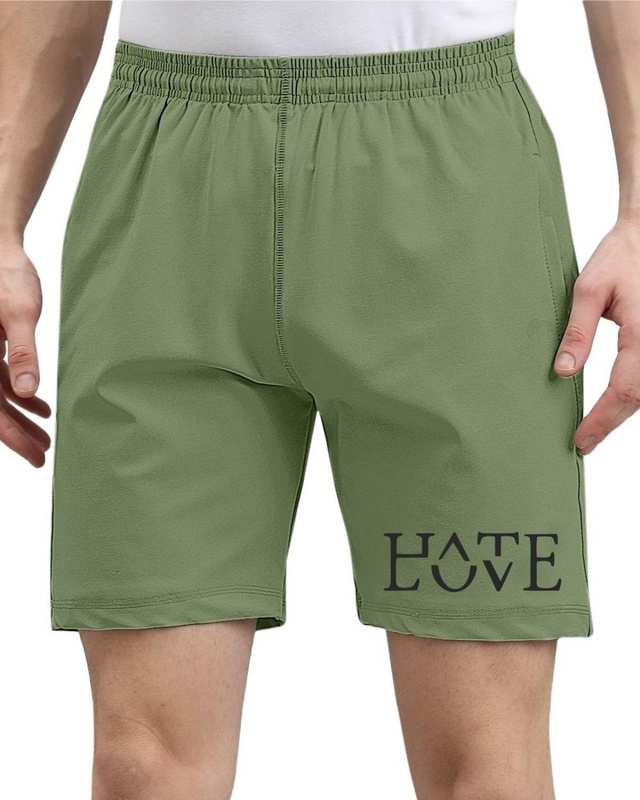 Shop Men's Green Typography Shorts-Front